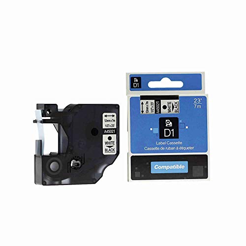 Schriftbänder Rillstab für Dymo 45021/S0720610, weiß auf schwarz, 12mm/7m von Rillstab