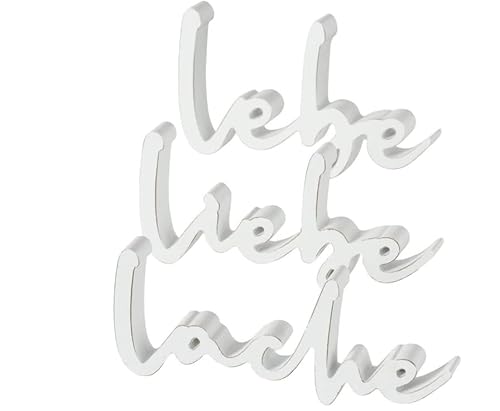 RiloStore Lebe - Liebe - Lache Holz Schriftzug 3er Set Weiss Buchstaben TLG Aufsteller Tischdeko Hochzeit Deko Dekoration Tischschmuck Landhaus RiloStore Lebe - Liebe - Lache Holz Schriftzug 3er Set Weiss Buchstaben TLG Aufsteller Tischdeko Hochzeit Deko Dekoration Tischschmuck Landhaus von RiloStore