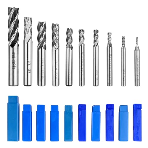 Riloventa 10 Stück 4-Flöten Schaftfräser Schnellarbeitsstahl, CNC Fräser Gerader Schaft, Bohraufsätze, CNC-Fräser-Bits, Nutenfräser Metall, mit Aufbewahrungsbox, für 2/3/4/5/6/7/8/9/10/12 mm Riloventa 10 Stück 4-Flöten Schaftfräser Schnellarbeitsstahl, CNC Fräser Gerader Schaft, Bohraufsätze, CNC-Fräser-Bits, Nutenfräser Metall, mit Aufbewahrungsbox, für 2/3/4/5/6/7/8/9/10/12 mm von Riloventa