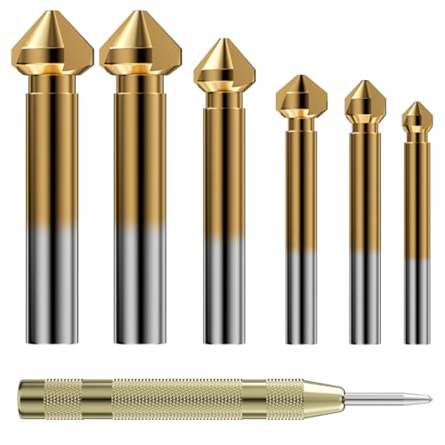 Riloventa 7 Stück Senkbohrer, Kegelsenker Satz HSS Senker Set für Metall, Edelstahl, Kunststoff, Holz, Aluminium(6.3mm-20.5mm) von Riloventa