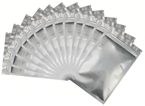 Rimiko 100 Stück Druckverschlussbeutel, Undurchsichtigem Zip-Folienbeutel, Wiederverschließbare Mylar-Taschen für die Aufbewahrung von Lebensmitteln und das Verpacken von Proben (Silber, 16x24cm) von Rimiko