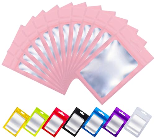 Rimiko 100 Stück Druckverschlussbeutel Plastiktüte Ziplock, Folienbeutel Tasche Mylar, Flachbeutel wiederverschließbare zur Aufbewahrung von Lebensmittel und für Verpacken Proben (Rosa 9x16cm) von Rimiko