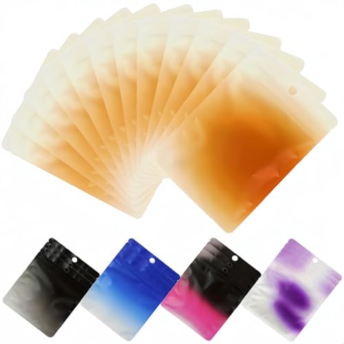 Rimiko 100 Stück Druckverschlussbeutel Zip Mylarbeutel Undurchsichtig, Wiederverschließbare Tasche Mylar zur Aufbewahrung von Lebensmittel und für Verpacken (Orange und weiße Farbverläufe, 10,5x15cm) von Rimiko