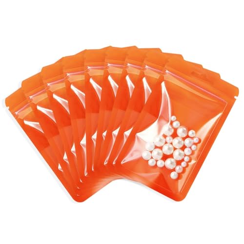 Rimiko 50 Stück Verdickte Druckverschlussbeutel Plastikbeutel, Wiederverschließbare Tasche Zip Folien Mylar zur Aufbewahrung von Lebensmittel und für Verpacken Proben, (Orange, 8,5 x 13 cm) von Rimiko