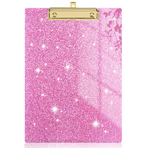 Rimilak Acryl-Glitzer-Klemmbretter, glitzerndes Brett mit flachem Goldclip, entworfen für Klassenzimmer, Schule und Büro, A4, Briefgröße 22,9 x 31,8 cm, Rosa Rimilak Acryl-Glitzer-Klemmbretter, glitzerndes Brett mit flachem Goldclip, entworfen für Klassenzimmer, Schule und Büro, A4, Briefgröße 22,9 x 31,8 cm, Rosa von Rimilak