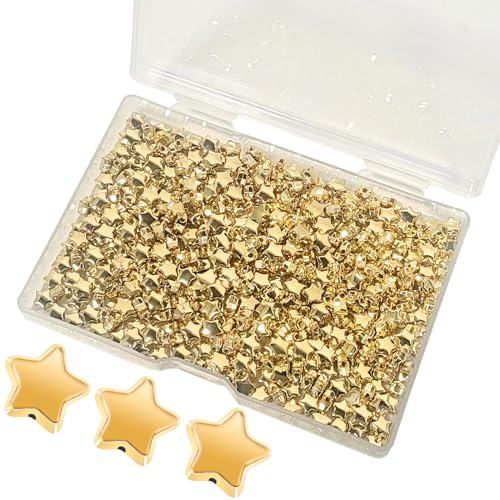 Rimoev 400 Stück Stern Perlen, 6 mm Gold Pentagramm Loch Spacer Perlen für DIY-Schmuckherstellung, Halsketten, Armbänder, Ohrringe, Schlüsselanhänger Rimoev 400 Stück Stern Perlen, 6 mm Gold Pentagramm Loch Spacer Perlen für DIY-Schmuckherstellung, Halsketten, Armbänder, Ohrringe, Schlüsselanhänger von Rimoev