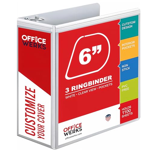 3 Ringbuch, abgeschrägte D-Ringe, klare Sicht, Taschen 6 Inch (1 Pack) weiß von Ring Binder Depot