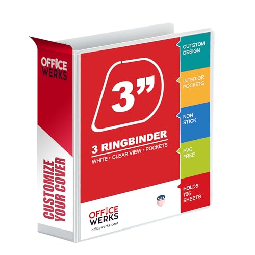 3-Ringbuch zur Aufbewahrung, Bürozubehör, 7,6 cm schräge D-Ringe, weiß, klare Sicht, Taschen von Ring Binder Depot