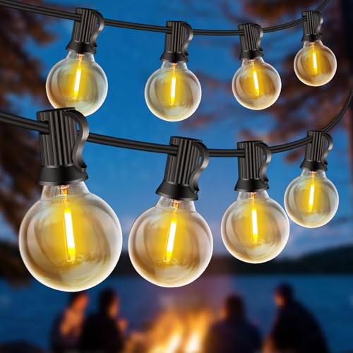 LED Lichterkette Außen, 30M Lichterkette außen Strom mit G40 50+3 Glühbirnen Plastik, IP44 Wasserdicht Lichterketten Außenbereich für Garten, Hochzeit, Party Warmweiß von Rintea