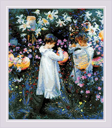 Riolis Kreuzstich Set "Nelke, Lilie, Lilie, Rose nach Sargents Malerei", Zählmuster, 30x35cm Riolis Kreuzstich Set "Nelke, Lilie, Lilie, Rose nach Sargents Malerei", Zählmuster, 30x35cm von Riolis