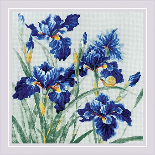 RIOLIS Counted Cross Stitch Kit 11.75"X11.75"-Blue Irises (14 Count) von Riolis