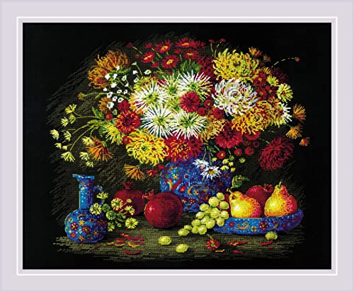 RIOLIS Counted Cross Stitch Kit 19.75"X15.75"-Still Life With Chrysanthemums (14 Ct) von Riolis