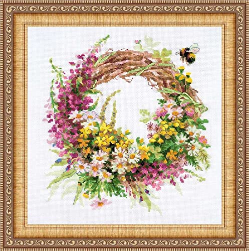 Riolis Kranz mit Fireweed Kreuzstichpackung, Baumwolle, Mehrfarbig, 30 x 30 x 0,1 cm Riolis Kranz mit Fireweed Kreuzstichpackung, Baumwolle, Mehrfarbig, 30 x 30 x 0,1 cm von Riolis