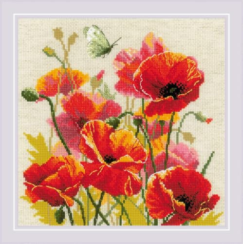 Riolis Kreuzstich Stickpackung "Farbe der Flamme", Zählmuster, 30x30cm von Riolis
