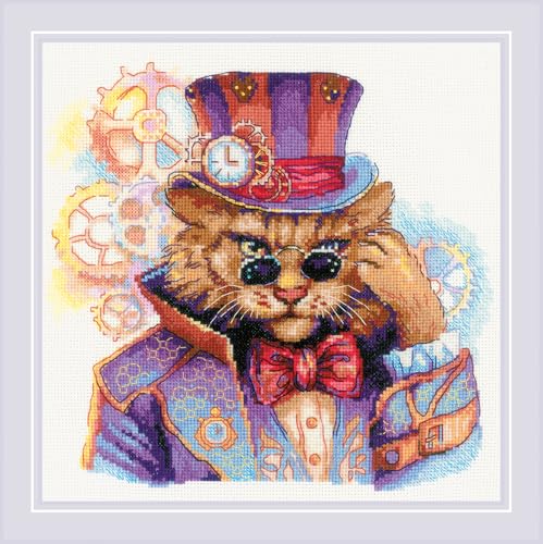 RIOLIS - Steampunk Cat 2278, Kreuzstich-Set, Kreuzstich-Set für Anfänger und Fortgeschrittene, Kreuzstich-Set für Erwachsene, Tier-Stickerei, Zählstich-Set RIOLIS - Steampunk Cat 2278, Kreuzstich-Set, Kreuzstich-Set für Anfänger und Fortgeschrittene, Kreuzstich-Set für Erwachsene, Tier-Stickerei, Zählstich-Set von Riolis