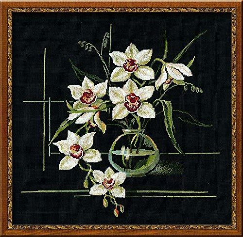 Riolis Stickbild-Set, Motiv Weiße Orchidee, Kreuzstich, Mehrfarbig von Riolis