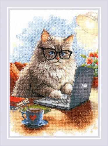 RIOLIS Writer of Meowmoirs 2263, Kreuzstich-Set mit Katzen, 20,3 x 29,9 cm, Kreuzstich-Sets für Anfänger und Fortgeschrittene, Kreuzstich-Sets für Erwachsene, Zählstich-Set, Katzen-Stickset RIOLIS Writer of Meowmoirs 2263, Kreuzstich-Set mit Katzen, 20,3 x 29,9 cm, Kreuzstich-Sets für Anfänger und Fortgeschrittene, Kreuzstich-Sets für Erwachsene, Zählstich-Set, Katzen-Stickset von Riolis