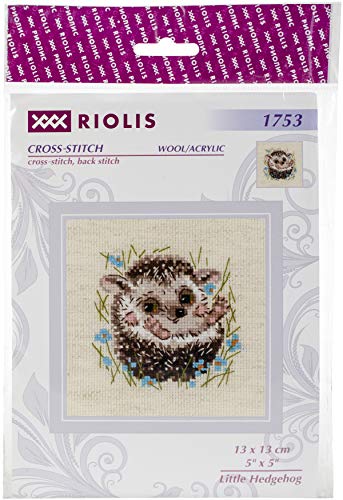 Riolis 1753 Stickpackung Kleiner Igel, Zahlmuster Kreuzstich-Set, Baumwolle, mehrfarbig, 1313cm von Riolis