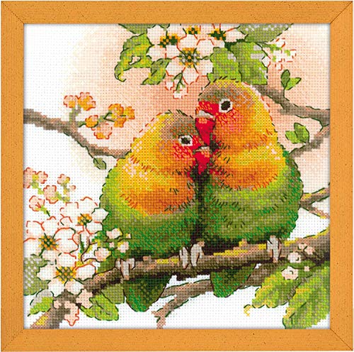 Riolis 1780 Kreuzstichpackung Lovebirds, Zählmuster Kreuzstich-Set, Baumwolle, mehrfarbig, 2020cm von Riolis