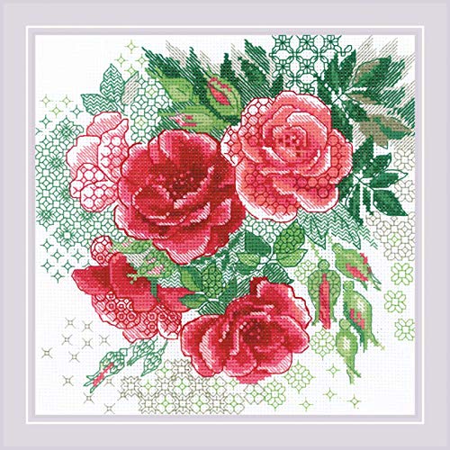 Riolis Blackwork Stickset "Rote Hagebutten" 20x20cm, Zählmuster Riolis Blackwork Stickset "Rote Hagebutten" 20x20cm, Zählmuster von Riolis