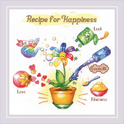 Riolis Kreuzstich Set "Rezept. Glück" 30x30 cm, Zählmuster von Riolis