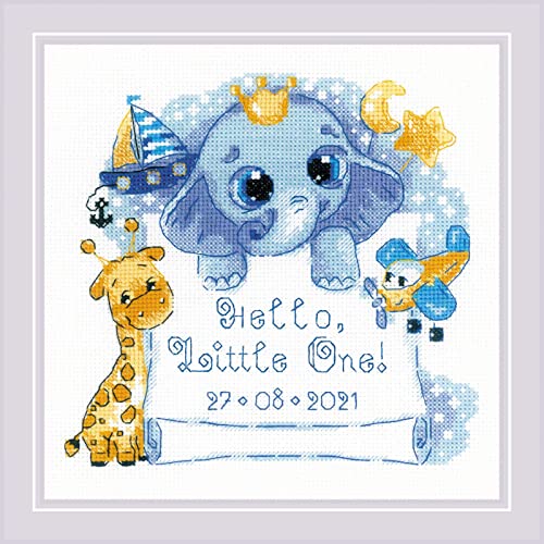 Riolis Kreuzstich Set "Hallo kleiner! (für Jungen)"; Zählmuster, 15x15cm von Riolis