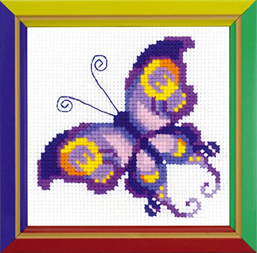 Riolis Amethyst Schmetterling, Zählmuster Kreuzstich-Set, Baumwolle, Mehrfarbig, 13.0 x 13.0 x 0.1 cm von Riolis