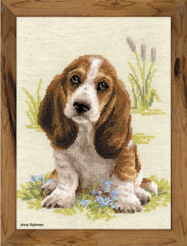 Riolis Basset Hound Puppy Cross Stitch Kit, Baumwolle, Multi-Color, 26 X 38 X 0,1 cm von Riolis