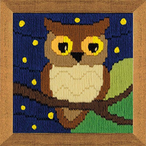 Riolis Eule unter den Sternen Langstich-Set, Baumwolle, Mehrfarbig, 10 x 10 cm von Riolis
