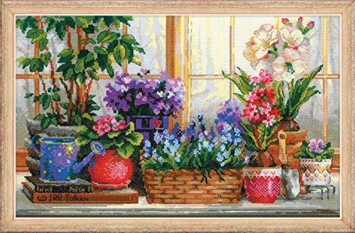 Riolis Kreuzstich-Set "Fensterbank mit Blumen", Zählmuster Riolis Kreuzstich-Set "Fensterbank mit Blumen", Zählmuster von Riolis