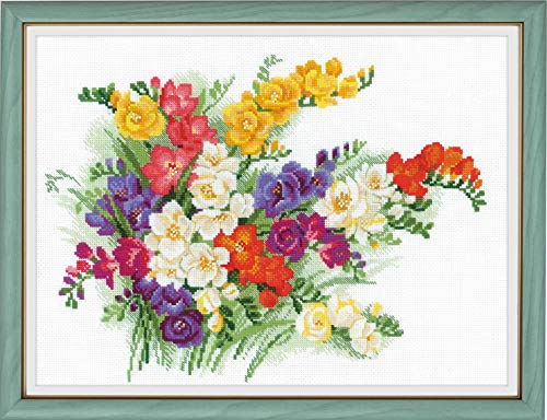 Riolis Freesia Cross Stitch Kit, Baumwolle, Multi-Color, 40 X 30 X 0,1 cm von Riolis