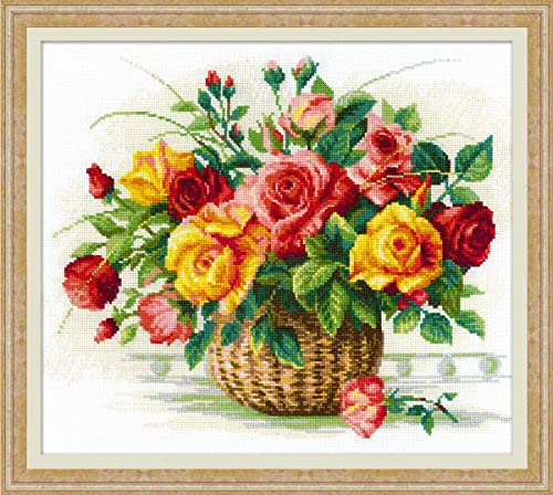Riolis Korb mit Rosen Kreuzstich-Set, Baumwolle, Mehrfarbig, 35 x 30 x 0.1 cm Riolis Korb mit Rosen Kreuzstich-Set, Baumwolle, Mehrfarbig, 35 x 30 x 0.1 cm von Riolis