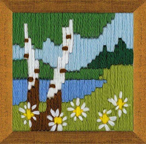 Riolis Kreuzstich, Zählmuster Langstich-Set Waldsee, Baumwolle, Mehrfarbig, 6 x 6 x 0.1 cm von Riolis