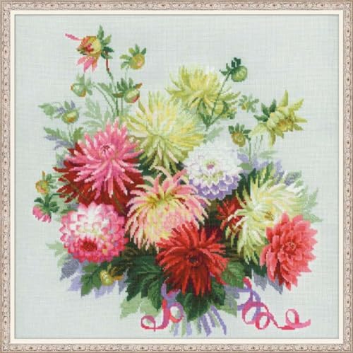 Riolis Kreuzstich-Set, Motiv Dahlien, Grau Riolis Kreuzstich-Set, Motiv Dahlien, Grau von Riolis