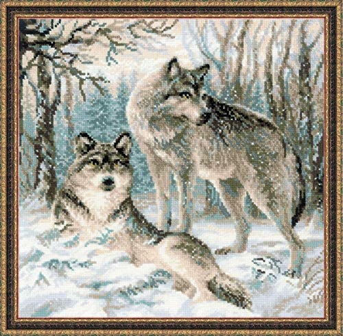 Riolis Kreuzstich-Set, Motiv Paar Wölfe, verschiedene Farben von Riolis