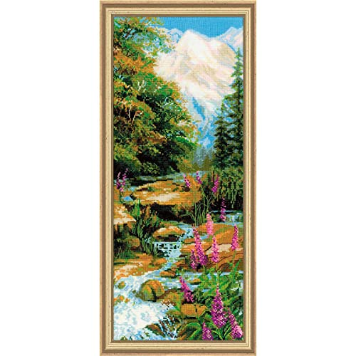 Riolis Kreuzstich-Set Bergfluss, Baumwolle, Mehrfarbig, 20 x 50 x 0.1 cm von Riolis
