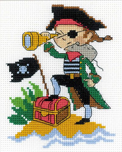 Riolis Kreuzstich-Set Brave Pirate, Baumwolle, Mehrfarbig, 13 x 16 x 0.1 cm von Riolis