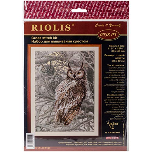Riolis Kreuzstich-Set Adlereule, Baumwolle, Mehrfarbig, 30 x 40 x 0.1 cm von Riolis