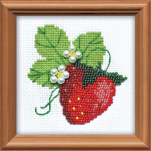 Riolis Kreuzstich-Set Erdbeeren Garten, Baumwolle, Mehrfarbig, 10 x 10 x 0.1 cm von Riolis
