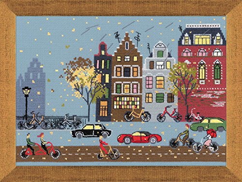 Riolis Kreuzstich-Set Fahrradweg, Baumwolle, Mehrfarbig, 30 x 21 x 0.1 cm von Riolis