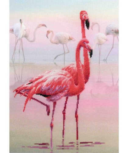 Riolis Kreuzstich-Set Flamingo, Baumwolle, Mehrfarbig, 30 x 40 x 0.1 cm von Riolis