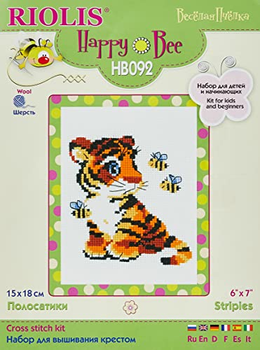 Riolis HB-092 Kreuzstich-Set Tiger, Baumwolle, Mehrfarbig, 15 x 18 x 0.1 cm von Riolis