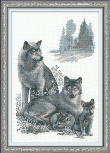 Riolis Kreuzstich-Set Wölfe, Baumwolle, Mehrfarbig, 40 x 60 x 0.1 cm von Riolis