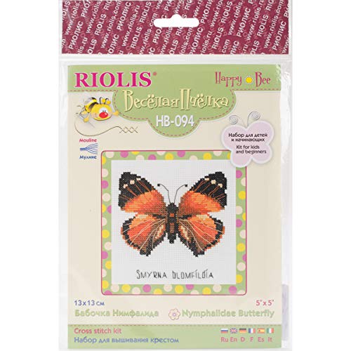 Riolis Kreuzstich-Set Zählvorlage Schmetterling, Baumwolle, Mehrfarbig, 13 x 13 x 0.1 cm von Riolis