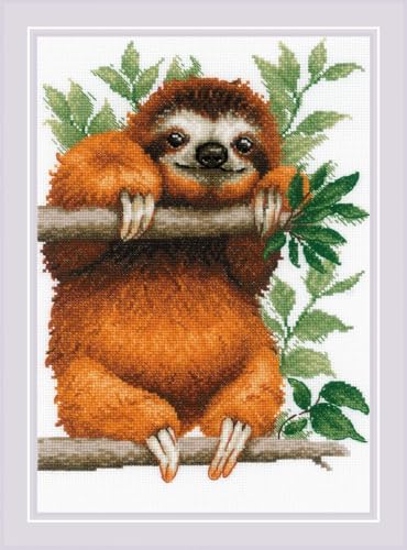 Riolis Kreuzstich Stickpackung "Faultier", Zählmuster, 21x30cm von Riolis