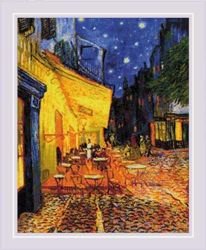 Riolis Kreuzstich Stickpackung Nachtcafé bei Nacht nach V. Van Goghs Gemälde Zählmuster, Blau Riolis Kreuzstich Stickpackung Nachtcafé bei Nacht nach V. Van Goghs Gemälde Zählmuster, Blau von Riolis