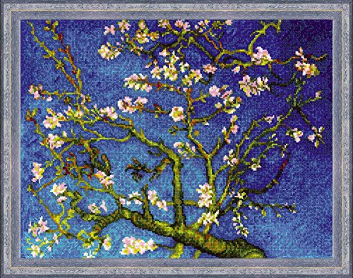RIOLIS Mandelblüte nach V. Van Goghs Gemälde Kreuzstich-Set, Baumwolle, Mehrfarbig, 40 x 30 x 0.1 cm von Riolis