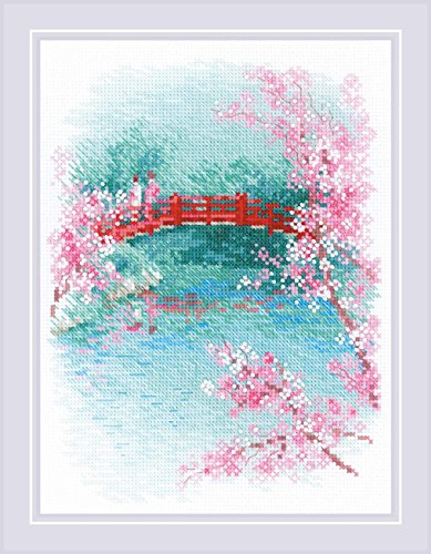 RIOLIS Sakura. Brücke Kreuzstich-Set, Baumwolle, Mehrfarbig, 18 x 24 cm von Riolis