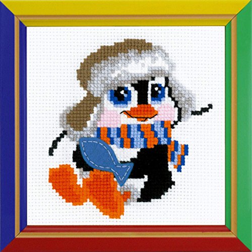 Riolis Stickbild, Zählmuster Kreuzstich-Set Pinguin, Baumwolle, Mehrfarbig, 15 x 15 x 0.1 cm von Riolis
