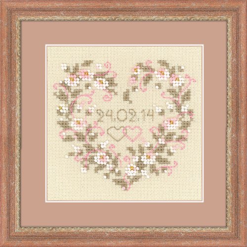 Riolis Stickbild from All Heart, Design Herz, Kreuzstich, Beige von Riolis